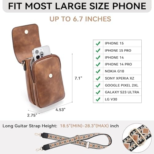 BOSTANTEN Small Crossbody Bags for Women Cell Phone Purse Leather Wallet Handbags with Card Slots Black with Brown - Thumbnail 3
