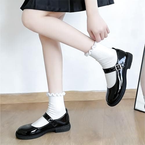FYC Womens Ruffle Socks, Cute Ruffle Ankle Socks, Soft Breathable Sock for Daily Wear 6 Pairs - Thumbnail 3