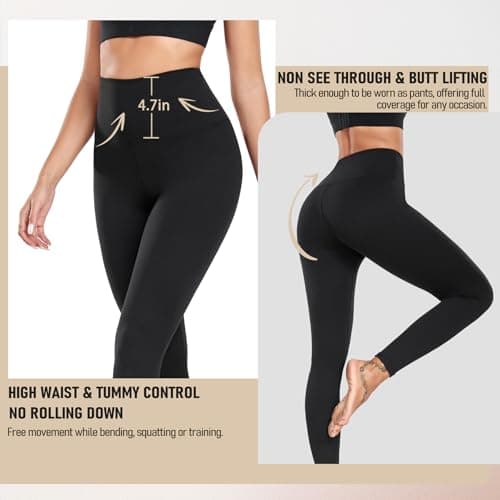 DHSO High Waisted Leggings for Women – Full/Knee Length Capri Tummy Control Buttery Soft Yoga Pants for Workout Athletic Light Pink XX-Large-3X-Large - Thumbnail 4