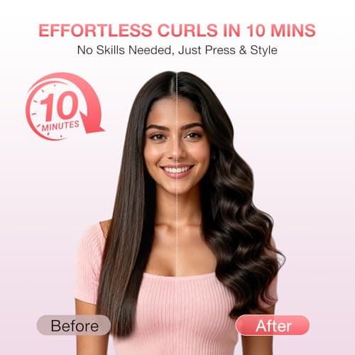 Automatic Curling Iron with 500 Million Ionic, BABONIR 1.25'' Ceramic Rotating Curling Wand with 3 Heat & 2-Way Rotation, Anti-Scald Lightweight Hair Curler, Dual Voltage for Travel, Pink - Thumbnail 2