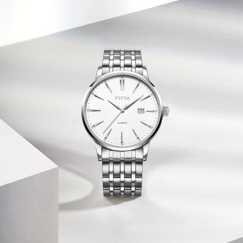 FIYTA Classic Watch with Thin Stainless Steel Quartz, 3-Hand Date, 30m Waterproof, 40mm/28mm, Business to Weekend and Couples, Gift Box - Thumbnail 3