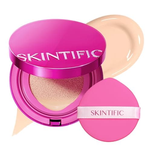 SKINTIFIC Pink Glow Cushion Foundation #0CN Cool Porcelain| Medium Coverage, Natural Glow Finish, Moisturizing for Dry Skin, Lightweight, Long-Lasting & Oxidation-Resistant - Image 1