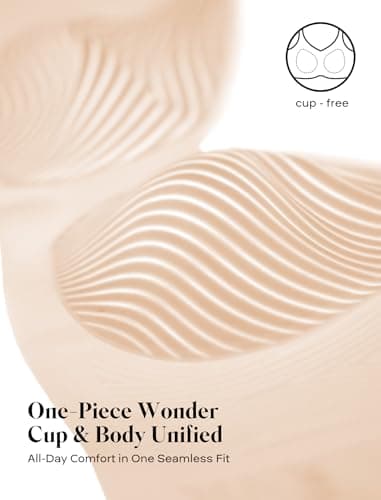 COMFELIE Wireless No Wire Bra One-Piece Full Coverage for Large Bust No Padding Beige - Thumbnail 4