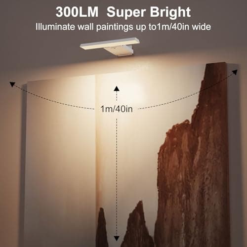 Odupa Picture Lights for Wall, 6000mAh Rechargeable Battery Wall Sconce with Remote & Timer, 3-Way Dimmable Art Lighting for Picture, Poster, Paintings, Gallery Artwork Wall Decor - Thumbnail 2