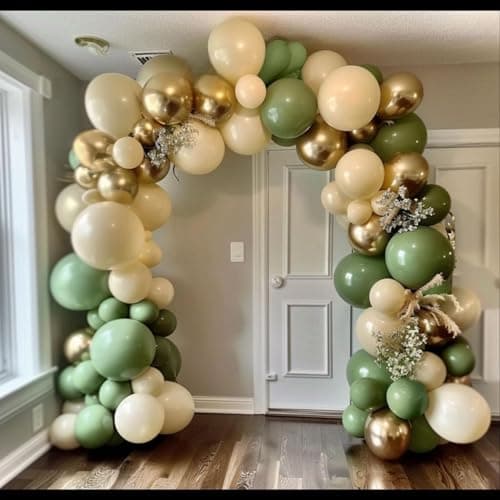 179pcs Sage Green White Sand Gold Balloon Garland Arch Kit for Anniversary Wedding Bridal Shower Birthday Party Decorations - Thumbnail 5