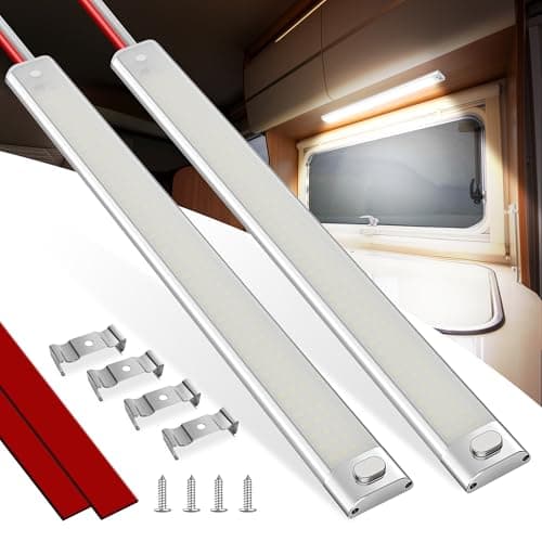 12V LED Interior Light Bar, 168LEDs 16W Led Strip Lights with ON/Off Switch, for Enclosed Cargo Trailer Car RV Van Truck Lorry Camper Boat Caravan Motorhome (2 Pack) - Image 1