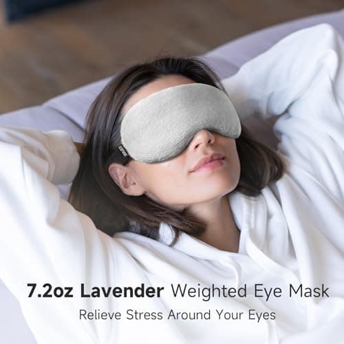 Umisleep Lavender Eye Mask, 0.45 lb Aromatherapy Weighted Eye Mask for Dry Eyes, Sleep Mask for Men Women, Hot Therapy Eye Cover for Compression Pain Relief, Eye Pillow for Puffy Eyes, Sinus Pain-Grey - Thumbnail 3