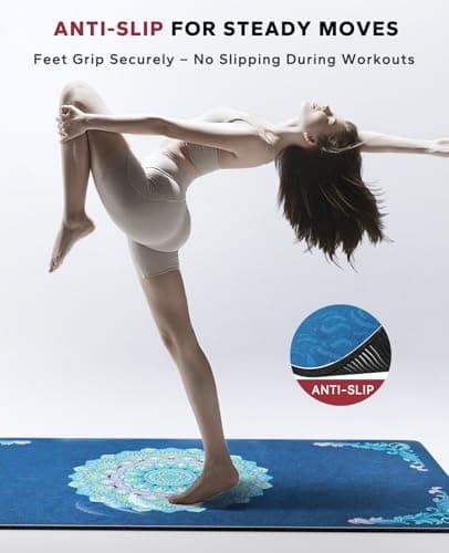 HAPBEAR Large Yoga Mat - 72x36'' Wide workout Mat, Suede Surface with TPE Layer, 1/4'' Thick for Cushioned Support, Non-Slip Yoga Mat, Suitable for Yoga, Pilates, Home and Gym Workouts - Thumbnail 5