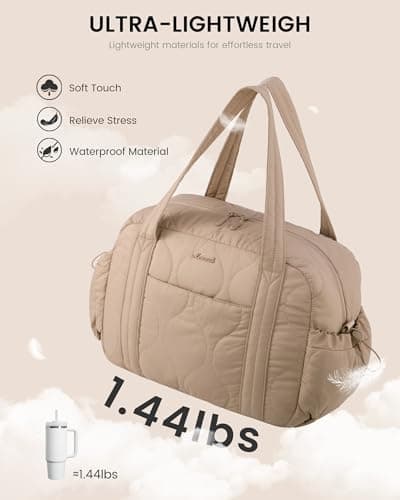 LOVEVOOK Duffle Bag for Travel, Puffer Weekender Gym Bags for Women with Wet Pocket, Lightweight Carry On Bag Overnight Bag with Toiletry Bag, Hospital Bags for Labor - Thumbnail 4