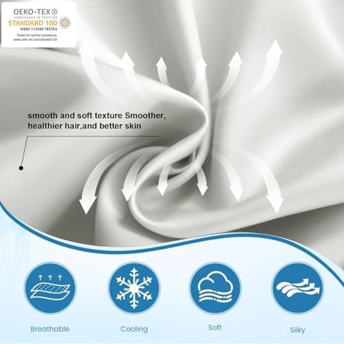 LOVSTOY Cooling Pillow Cases Body Size, Breathable Cool Pillowcases for Hair Skin and Hot Sleepers, Soft Silky Summer Pillow Cover with Envelope Closure, White, 20"x54" - Thumbnail 5