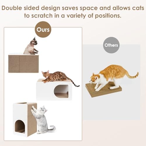EHEYCIGA Cardboard Cat Scratcher House, 20-Inch Corrugated Cat Scratcher for Indoor Cats, Large Scratching Board Pad, White - Thumbnail 4