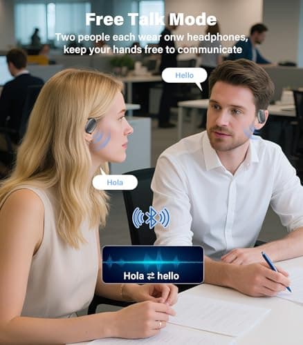 Vilupvie 156 Languages Real-Time Translation Earbuds, 0.5s Instant AI Voice Translator with 60H Playtime, Open-Ear Bluetooth Headphones, Zero Subscription Fee for Business, Travel & Learning - Thumbnail 3