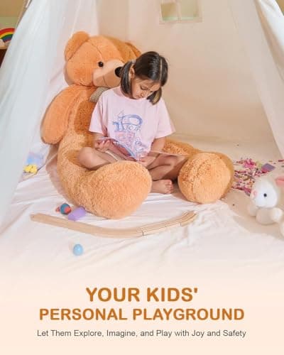 CO-Z Larger 85" H Kids Teepee Play Tent, 2.1m Large Indoor Canvas Teepee Tent for Adults, Tall Foldable Teepee Outdoor, 5 Sides Party Picnic Wedding Teepee Tent with Storage Bag - Thumbnail 6