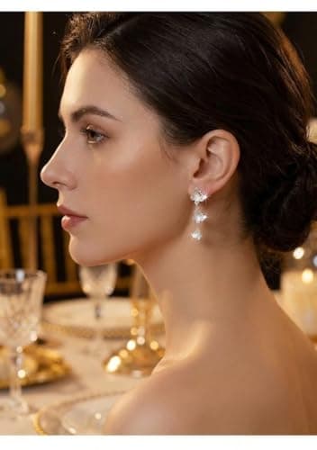 Butterfly Drop Earrings for Women, Lightweight Silver Dangle Earrings Minimalist Long Chain Design, Elegant Jewelry for Daily Wear, Wedding, Gift for Her - Thumbnail 2