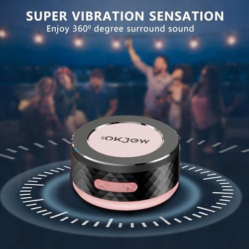 Okjew Bone Conduction Bluetooth Speaker with Colorful LED Breathing Lights, Portable Surface-Vibration Speaker, 360° Surround Sound for Home, Outdoor & Party - Thumbnail 6