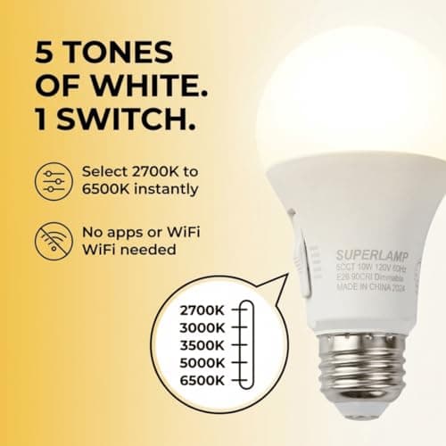 Modern LED Lightbulbs - Dimmable, 2000 Lumen, 14 Watt, Energy Efficient, Warm to Daylight Color Change 27K to 65K, Flicker Free Easy On Eyes, Long Life 15000 Hours, Daylight Light Bulbs 5000K - Thumbnail 2