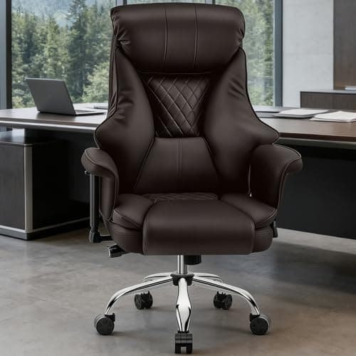 AreShark Big and Tall Office Chair - Executive High Back Leather Office Desk Chair with Adjustable Lumbar Support - Ergonomic Comfortable Heavy Duty Computer Gaming Chair with Padded Arms & Wide Seat - Thumbnail 2