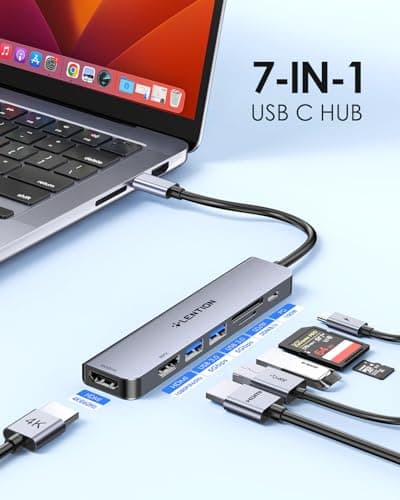 LENTION Laptop Docking Station Dual Monitor 4K@60Hz 7-in-1 USB C Hub Multiport Adapter with PD 100W Fast Charging, 2 USB A 3.0 Ports, SD&Micro SD Card Reader for 2025-2016 MacBook Pro/Air, MacBook Neo - Thumbnail 3