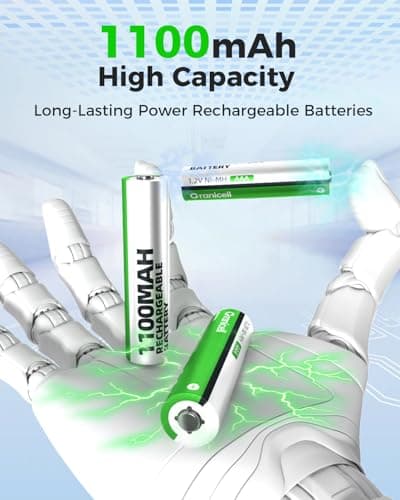 Granicell Rechargeable AAA Batteries with Charger,8 Pack 1100mAh Low Self Discharge Triple A Batteries with 8 Bay AA AAA Smart Battery Charger for Ni-MH Ni-CD,Independent Slot - Thumbnail 3