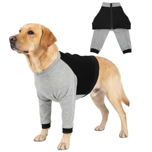 Dog Surgery Recovery Sleeve for Front Leg, Soft Post-Surgery Pet Recovery Suit, Zippered Long-Sleeve Dog Shirt to Stop Licking and Protect Leg or Shoulder Wounds, Cone Alternative (Medium) - Image 1