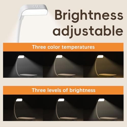 Choudao Tech Portable LED Reading Lights, Eye Caring 3 Color Temperatures and Dimming Brightness Book Lights, Lightweight USB Rechargeable Clip-On Lamp for Book Lovers Night Reading (Black) - Thumbnail 2