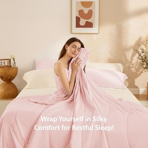 Regency Heights Queen Size Cooling Comforter, Breathable Blanket for Hot Sleepers, Lightweight All Season Bedding for Night Sweats, 90x90, Pink - Thumbnail 3