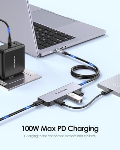 LENTION 4-Port USB C Hub with Long Cable 2FT, USB C Hub Multiport Adapter 4 x Type C 3.2 10Gbps, 100W PD Charging USBC Splitter, Compatible with 2025-2018 MacBook Pro/Air, 2026 MacBook Neo and More - Thumbnail 5