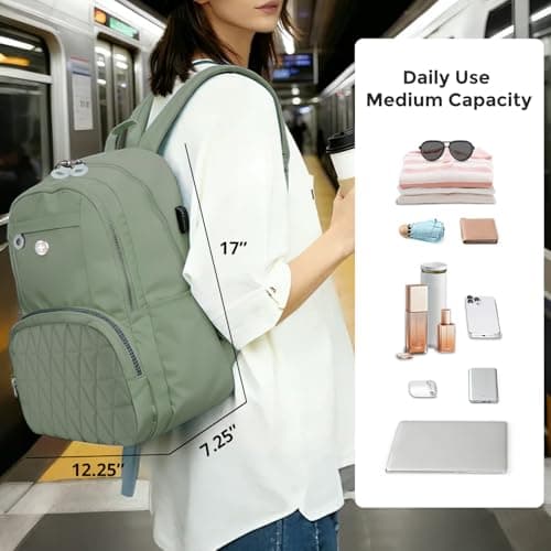 Swissdigital Design Travel Backpack for Women, 15.6 inch Laptop College Grayish Medium Simple Modern Backpacks for School with USB Charging Port for Womens Girls | SD1711-27 - Thumbnail 2