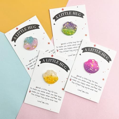 mountova 10 Sets Pocket Hug Card with Shell Token Encouragement Greeting Cards with Motivational Quotes Inspirational Emotional Support Anxiety Relief Keepsakes for Friends, Family - Thumbnail 4