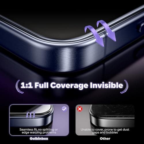 GolbinBox for iPhone 17 Pro Screen Protector, [12FT Military-Grade Shatterproof] [9H+ Tempered Glass] [Easy Installation] [HD Clear] Full Coverage Protection for iPhone 17Pro 6.3", 2 Pack - Thumbnail 6