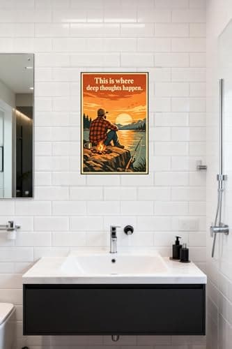 This Is Where Deep Thoughts Happen Metal Tin Sign Rustic Outdoor Camping Wall Decor Fishing Lake Sunset Artwork Funny Bathroom Toilet Quote Plaque Vintage Cabin Lodge Home Bar 8x12 Inch - Thumbnail 4
