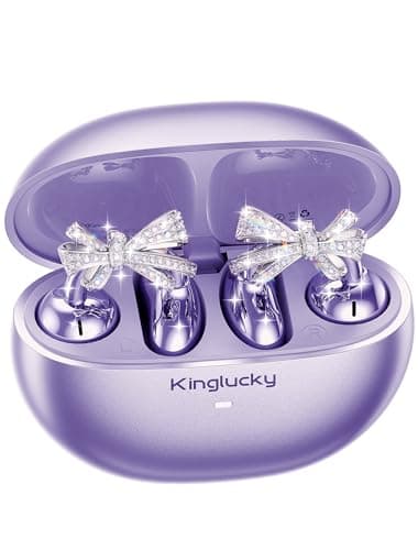 Kinglucky Open-Ear Clip-On Earbuds with Jewelry Bow Earrings, Purple
