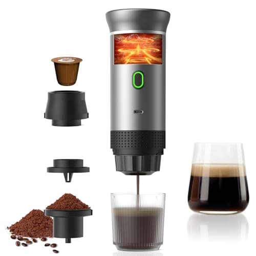 zxfcfo Portable Coffee Maker Espresso Machine, 3-In-1 Travel Coffee Maker, Cafetera Portatil Expreso with Small Tea Cup, Compatible with Ground Coffee & NS Capsule for RV, Hiking,Camping - Image 1