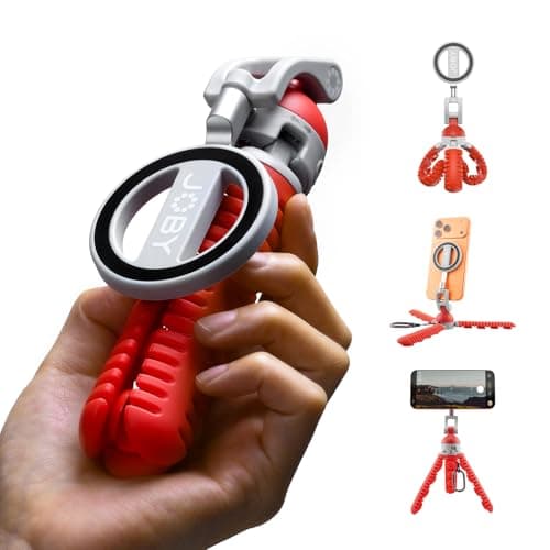 JOBY PodZilla™ SuctionTripod Magnetic Kit,Flexible Magnetic Tripod with Suction Legs, 360° Rotation & Dual-Angle Adjustment, Wrap-Anywhere Mount for iPhone Vlogging, Gym, Car, Outdoor & Travel(red)