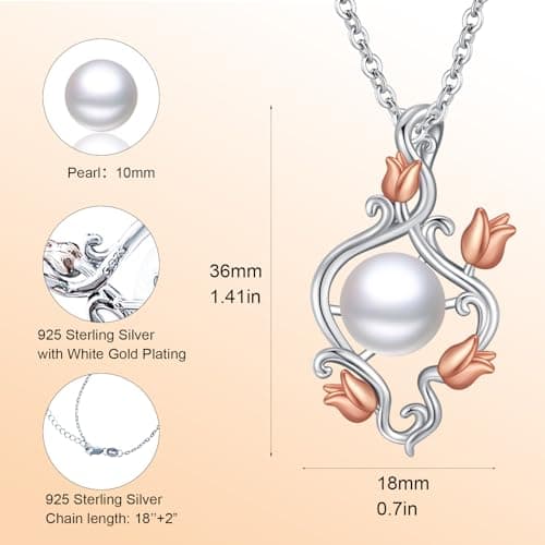 Sebina Pearl Pendant Necklace for Women,925 Sterling Silver Pendant Jewelry,Anniversary Christmas Birthday Valentines Gifts for Wife, Mom, Dauhter, Girlfriend,Her - Thumbnail 6