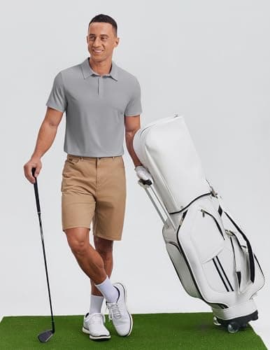 PINSPARK Mens Polo Shirt Moisture Wicking Golf Shirts for Men Performance Casual Collared Shirt Quick Dry Regular Fit Polos Grey - Thumbnail 3