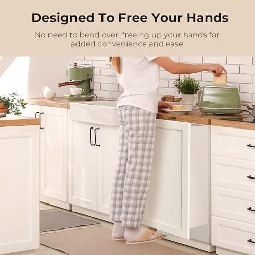 Adzyz Under Cabinet Foot Pull with Adhesive and Screws,Hands Free Garbage Drawer Toe Foot Pull Opener Suitable for Kitchen Trash Cabinet Drawer(White) - Thumbnail 3