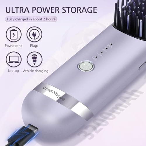 Cordless Hair Straightener Brush, 2 in 1 Curling & Straightening Brush with 200 Million Negative Ions, Mini Travel Hot Straightener Comb for Women, Fast Heating & Dual Voltage - Thumbnail 6