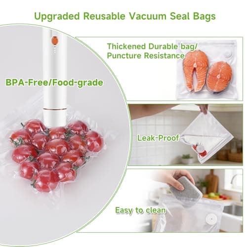 Vixino Vacuum Sealer Bags for Food, 30 Reusable BPA-Free Food Storage Bags for Sous Vide, Freezer, Microwave, Works with Handheld Vacuum Sealer and Vacuum Sealer Machine with External Vacuum Systems - Thumbnail 4
