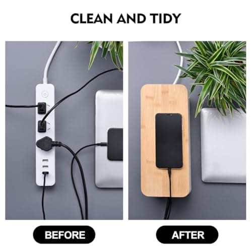 2 Pack Large Cable Management Box – Wooden Style Cord Organizer and Cover for TV Wires, Computer, Router, USB Hub and Under Desk Power Strip – Safe ABS Material and Baby-Pets Proof Lock (White) - Thumbnail 6