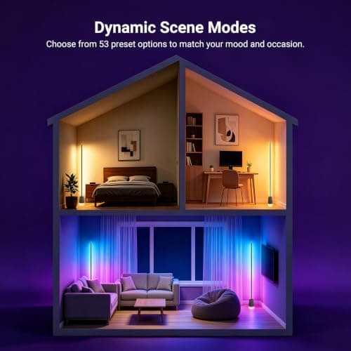 NEEWER NF06 Smart LED Floor Lamp, 1500lm RGBCW Standing Corner Light, Compatible with Google Assistant Alexa, APP/AI Design/Music Sync/16 Million Color Ambient Lighting, Living Room Bedroom Home Decor - Thumbnail 4