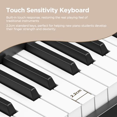 Rhymo 61 Key Keyboard Piano, Electric Piano Keyboard with Touch Response, LED display, Music Stand, 300 Voices, 300 Rhythms, Learning Keyboard Piano for Beginners, Built-in Speakers - Thumbnail 5