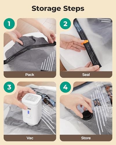 BAGSMART Travel Vacuum Bags with Wireless Pump, 18 Pack Space Saver Bags for Suitcase & Home Storage, Cordless Compression Bags Set for Clothes, with Toiletry Bag, Laundry Bag, Shoe Bag - Thumbnail 6