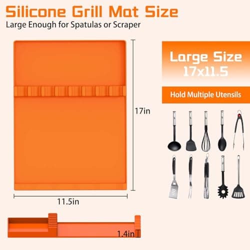 Silicone Grill Mat for Blackstone | Grilling Gifts for Men | Anniversary Birthday Father's Day Smoker Griddle Accessories Grilling Gifts | Spatula Mat for Outdoor Grill Kitchen Counter(17" x 11.5") - Thumbnail 2