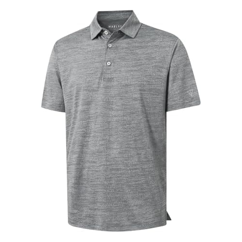 M MAELREG Mens Golf Polo Shirts with 3 Button Heather Breathable Performance Collar Golf Shirts for Men Dry Fit - Image 1