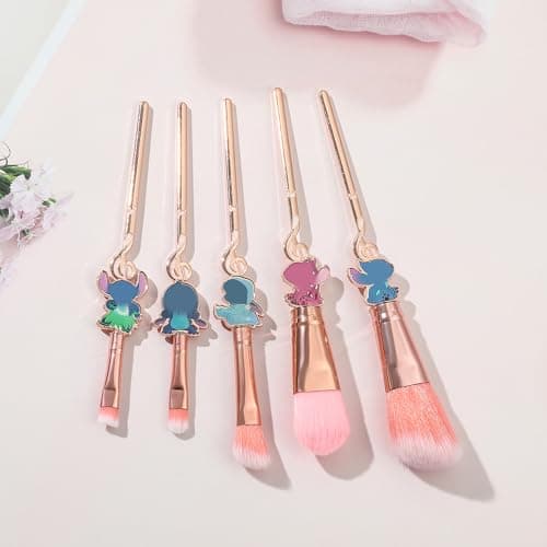 Cute Cartoon Girl-Themed 5-Piece Makeup Brush Set – Premium Synthetic Bristles for Foundation, Blending, Face Powder, Blush, Concealer & Eye Shadow - Thumbnail 3