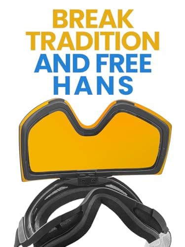 YondestStars Flip Up Ski Goggles, OTG Snow Goggles, Clamshell Anti Fog UV Protection Interchangeable Lens, Snowboard Goggles for Adult Men Women Youth - Orange Lens(VLT 58%) - Thumbnail 3