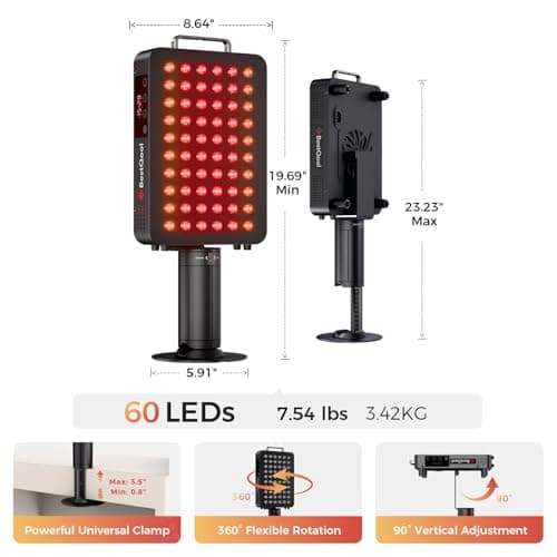 BestQool Red Light Therapy Panel, 6 Wavelengths Infrared Light Therapy with Stand, FSA-HSA Elite Grade 60 LED Dual Chip Red Light Therapy for Body, Face, Infrared and Red Light Lamp, 140W - Thumbnail 5