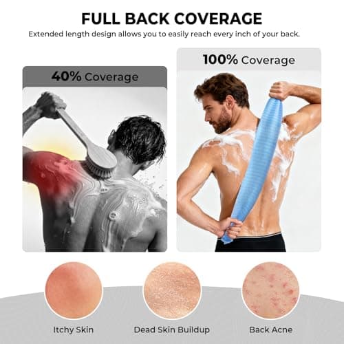 Hiflora 3D Wave Weave Japanese Exfoliating Washcloth, Deep Exfoliating Back Scrubber for Shower, Firm Body Scrub Towel, Korean Style, Ocean (Hard) - Thumbnail 2