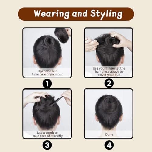 mosorvea Hair Bun #02 Dark Brown Hairpieces Donut Chignon Wrap On Instant 100% Real Human Hair Messy Bun with Elastic Band Donut - Thumbnail 5